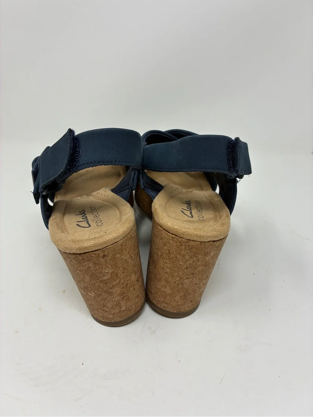 Clarks Collection Women’s Navy Crisscross Cork Platform Sandals 7